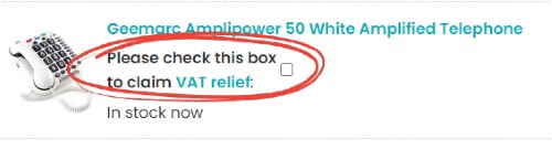 Indication of VAT Relief checkbox