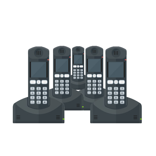 Amplified Cordless Phone Sets with Five Handsets