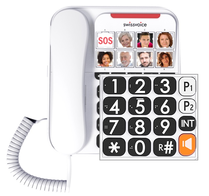 Corded handset and extra large keyboard make Xtra 3155 very easy to use Swissvoice Xtra 3155