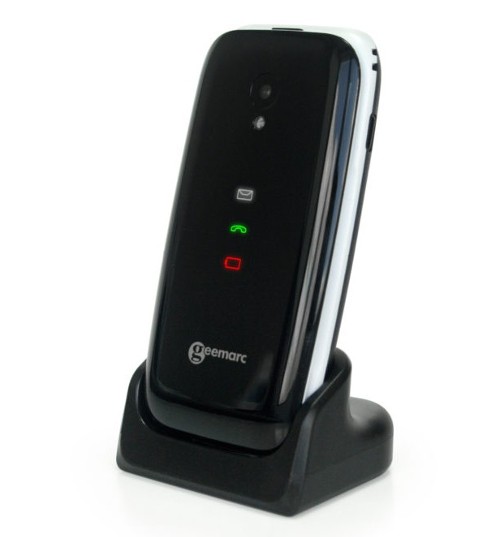 Geemarc CL8600 Mobile Phone in its charging dock unit