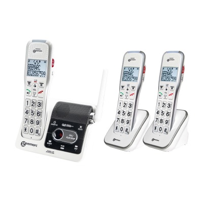 Geemarc AmpliDECT 595 Ultra Low Energy Amplified Cordless Phone with Two Extra Cordless Handsets