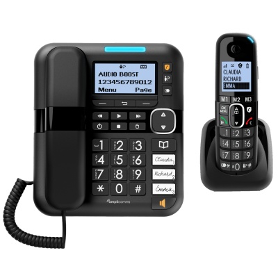 Amplicomms BigTel 1580 Corded Number Blocker Amplified Phone and Additional Handset