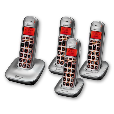Amplicomms BigTel 1204 Big Button Amplified Cordless Telephone with Three Extra Handsets