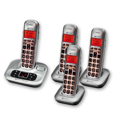Amplicomms BigTel 1284 Big Button Amplified Cordless Telephone with Three Extra Handsets