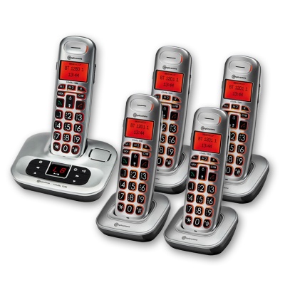 Amplicomms BigTel 1285 Big Button Amplified Cordless Telephone with Four Extra Handsets