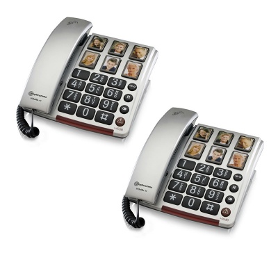 Amplicomms BigTel 40 Plus Big Button Amplified Corded Telephone with Photo Buttons (Pack of Two)