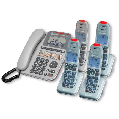 Amplicomms PowerTel 2884 Amplified Telephone with Four Cordless Handsets