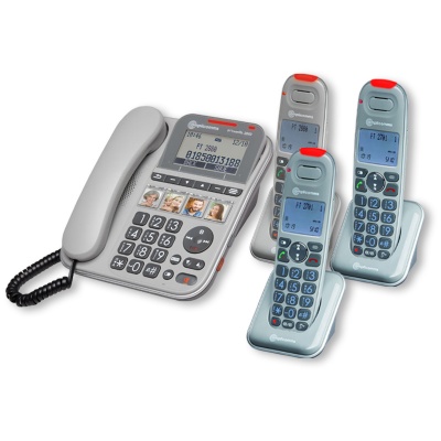 Amplicomms PowerTel 2883 Amplified Telephone with Three Cordless Handsets