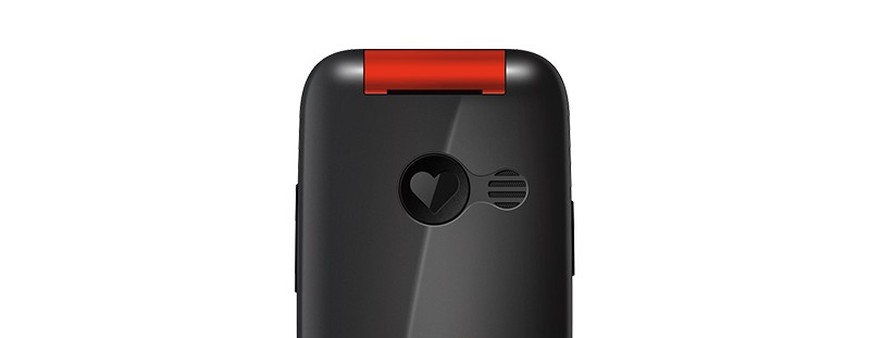 Optional heart shaped emergency button allows you to call for help with one press. Emergency Button Emporia One V200 Red