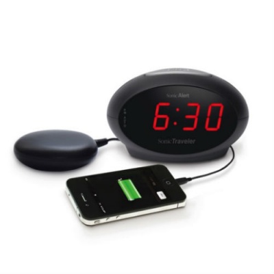 Sonic Traveller Extra-Loud Alarm Clock with USB Charging