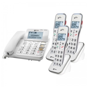 Geemarc CL595 Big Button Corded Amplified Photophone with Answering Machine and Three Extra Cordless Handsets
