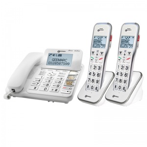 Geemarc CL595 Big Button Corded Photophone with Answering Machine and Two Extra Cordless Handsets