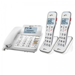 Geemarc CL595 Big Button Corded Amplified Photophone with Answering Machine and Two Extra Cordless Handsets