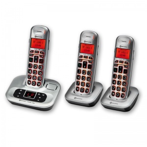 Amplicomms BigTel 1283 Big Button Amplified Cordless Telephone with Two Extra Handsets