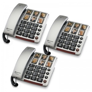 Amplicomms BigTel 40 Plus Big Button Amplified Corded Telephone with Photo Buttons (Pack of 3)