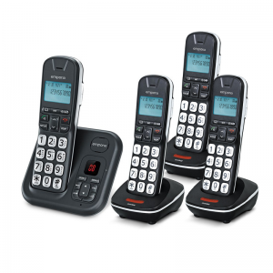 Emporia GD61AB Cordless Phone and Answering Machine with Three Extra Handsets