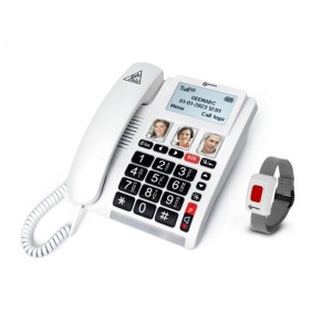 Geemarc CL9000 Amplified 4G SIM Desk Phone with Big Buttons and SOS Bracelet