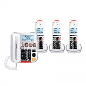 Swissvoice Xtra 3355 Corded Amplified Telephone and Three Additional Cordless Handsets